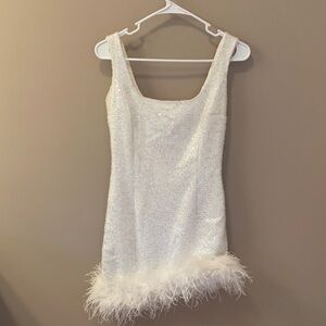 Nadine Merabi Dress with Feather Trim